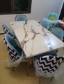 six seater dining table set, maeble textured dinig table set, ms bassed framed table, 6 seater dinig table set,. 