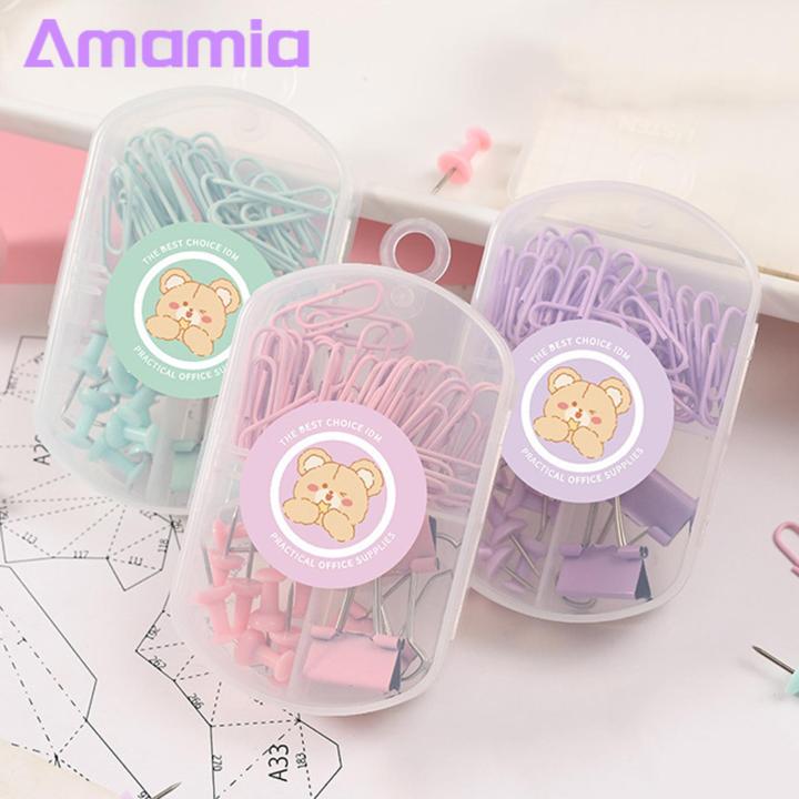 Strong Durable Paper Clips 1 Set Paper Clip Durable Rustproof Dovetail Clamp I-shaped Nail Set with Storage Box for Office School Organization Paper Clip Set