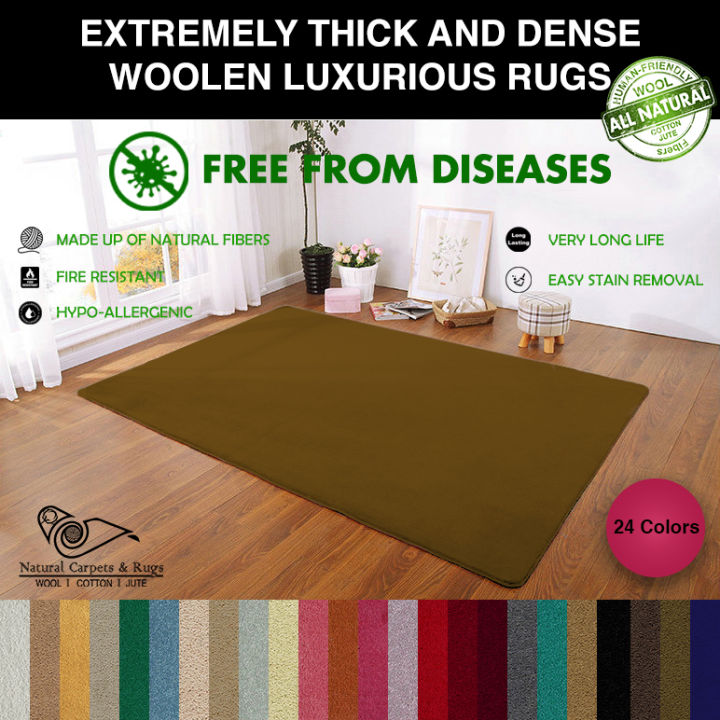 Natural Woolen Carpets and Rugs made of pure Wool for Living Room Rug, Dimension 3'3'' x 5' / 4'4'' x 6' / 6'6'' x 9'