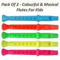 Pack Of 2 - Flute Whistle Kids Fillers Toys For Boys And Girls - Musical Instrument For Kids Music Lessons. 