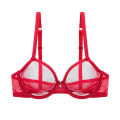 New Red Transparent Bras For Women Plus Size Lingerie Push Up Lace Mesh Girls Bra Top See Through White Black 40 42 A B C D. 