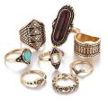 8 pcs Set Boho Jewelry Stone Midi Ring Sets for Women. 