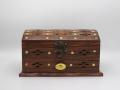 Vintage Wooden Jewelry and Makeup Box, Brass Coated Vintage Jewelry Box.. 