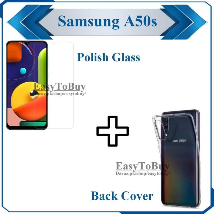 Samsung Galaxy A50s Tempered Glass Screen Protector Polish Glass + Back Cover Transparent Crystal Clear Soft Case For Samsung Galaxy A50s