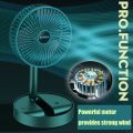 Portable Rechargeable Desk Fan, Folding Fan Pedestal Fan 3 Speeds Adjustable Height Table Fan, USB Charging for Home Office Travel RV Bedroom Outdoor (Green). 