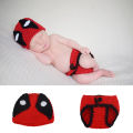 Crochet Deadpool Newborn Baby Costume Baby Girls Boy Photo Props Accessories Handmade Toddler Clothes Infant Coming Home Outfits. 