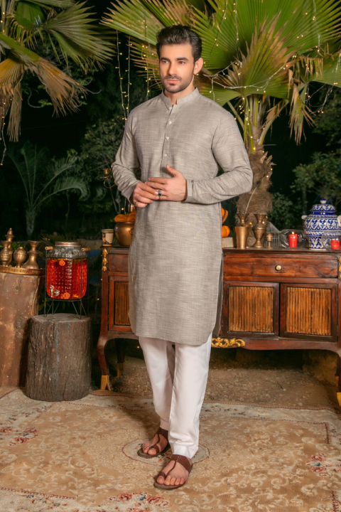 Shahid Afridi Faiz - Two Toned (Sage/White) Kurta