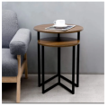 Prime Pickz Modern Minimalistic Nesting Table Set with V Shape Metal Frame | White, Black, Brown, Beige Tops. 