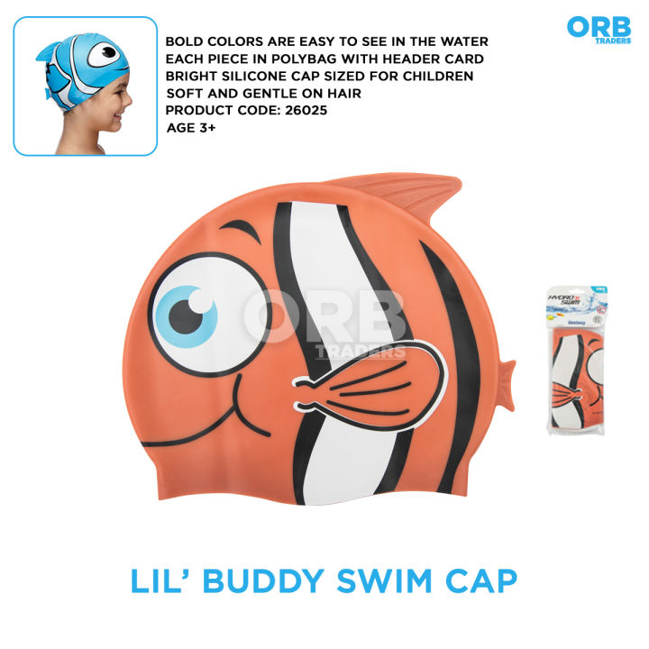 Bestway Swim Cap For Kids Silicone Fun Swim Caps for Childern, Kids Swimming Hats With Nemo Characters Children Waterproof Swim Hat Cap For Age 3-9 - 26025