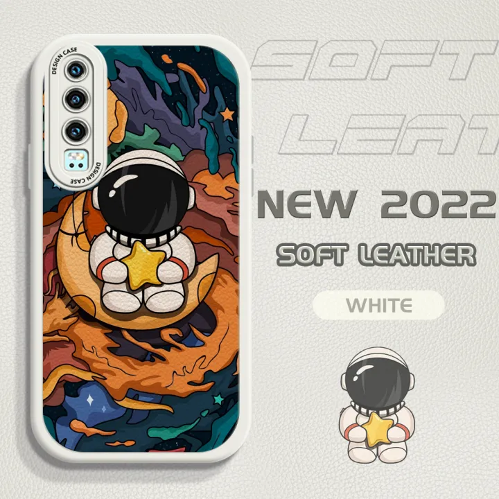 DEL%20for%20Huawei%20P30%20Mobile%20Cover%20Cartoon%20Astronaut%20Phone%20Case%20PU%20Leather%20Soft%20Silicone%20Edge%20Back%20Cover%20-%20Image%202