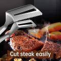 Double sided food flipping durable customized spatula and tongs stainless steel flat fish Pizza turner spatula slotted spoon for Kitchen. 