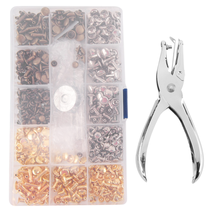 Rivets for Leather, 300 Sets Double Cap Rivets 3 Sizes