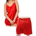Valerie couple night suits pack of 2 set womens cami and mens boxer short silky satin nightwears for newly couples silky night dress silk couple sleep wear. 