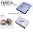 Book Binding Material, 50pcs A4 cards, 50pcs A4 Plastic, and 2pcs Binding Tape. 
