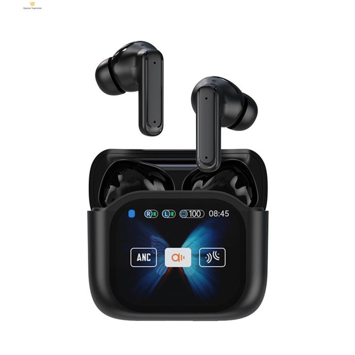 Quasar Headset Wireless Earbuds with Touch Screen Noise Cancelling Sweat-proof Bluetooth Headphones with Charging Case for Active Lifestyle Noise-cancelling Earphones