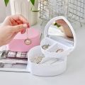 Multifunctional Plastic Folding Jewelry Box 2 layers Heart Design Makeup Cosmetic Jewelry Earrings Ring Storage Organizer / Heart-Shaped Pink Makeup Box-Mirror, Organizer, Drawer, Earrings/ Heart Shape Jewelry Box Makeup Organizer with Mirror. 