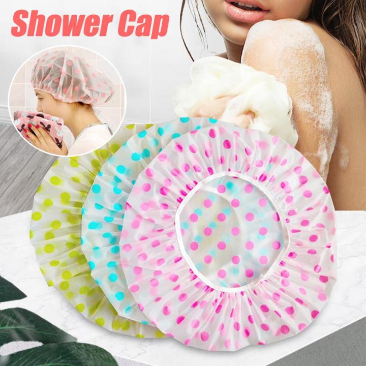 【HOT】 Bashroom Shower Waterproof Cap Thicken Elastic Bath Hat Bathing Cap For Women Hair Salon Bashroom Supplies Women Shower Caps