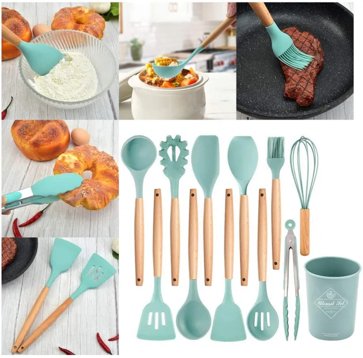 12Pcs-Silicone%20Kitchenware%20Set%20Kitchen%20Utensils%20Cooking%20Sets%20Non-stick%20Spatula%20Silicone%20Kitchen%20Tools%20with%20Wooden%20Handle%20Heat%20Resistant%20Non-Toxic%20BPA%20Free%20-%20Image%203