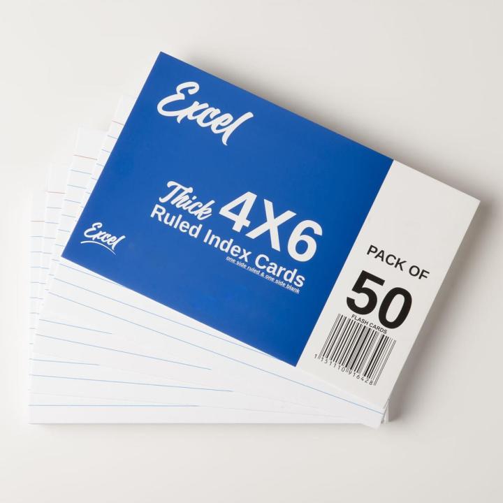 Ruled Flash Cards - Index Cards - Memo Cards Excel 6x4 Inches Ruled