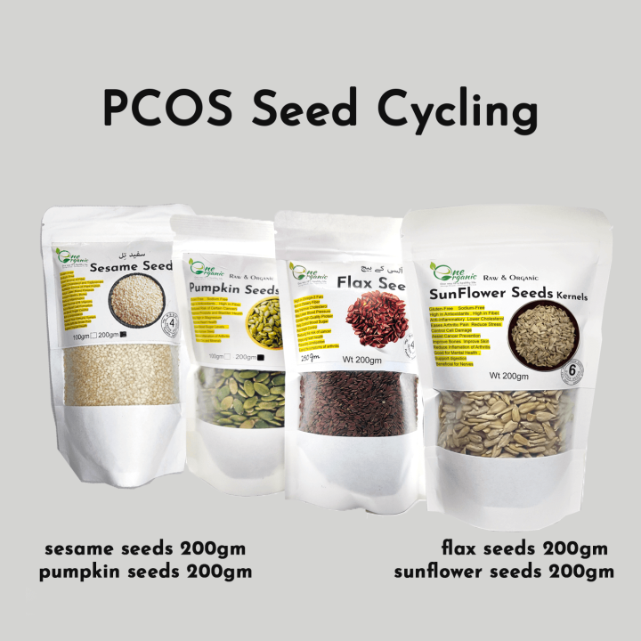 PCOS Seed Cycling Pack of 4 Seeds 200grams each , Sunflower Pumpkin Flax Sesame