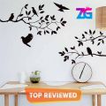 Tree with Birds Corner DIY Wall Sticker | Peel & Stick Waterproof Vinyl Decal for Home Improvement, Kitchen Backsplash, Bedroom, Living Room | Removable Scratch Resistant Durable Design. 