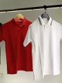 2 Polo shirts White and Red Color Pack of 2 Men's Polo T-Shirt with Collar - Slim Fit Cotton Polo T-shirt for Men Combo. 