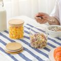 Glass Jar with bamboo Lid AIRTIGHT Canisters glass food storage jar with lids ( 1 piece price  ,  1000ml - 600ML - 450ML - 750 ml  ( check variation )  are perfect to store cookies, candy, flour, beans, spice, cereals etc.1000ml - 600ML - 450ML - 750 ml. 