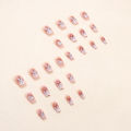 24Pcs Cute Fake Nails with Glue DIY Art Design Rabbit Pink False Nails Wearable Nails Stylish Pattern White Long Artificial Nails. 