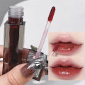 Dark Red Mirror Water Lip Glaze Moisturizing Brown Lip Tint Lipstick Korean Makeup Lasting Color Non-stick Cup Lip Gloss. 
