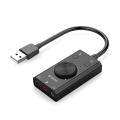 【AiBaby Store】(New) SC2 external USB sound card stereo mic speaker headset audio jack 3.5mm cable adapter with mute switch volume adjustment. 