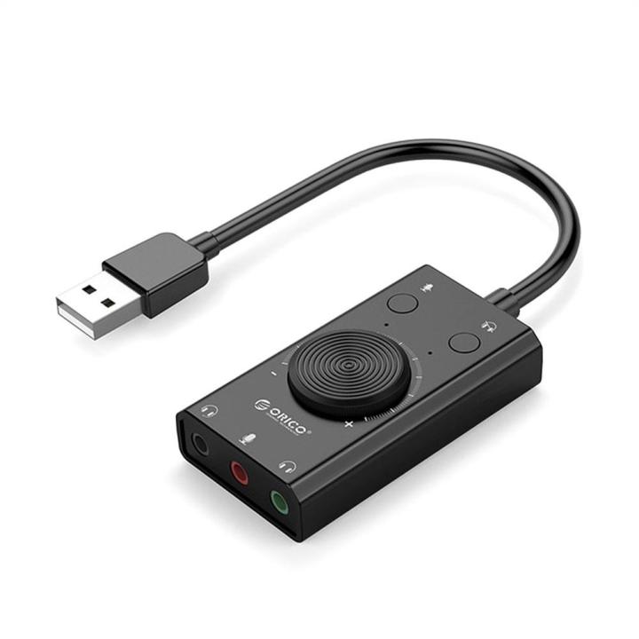 【AiBaby Store】(New) SC2 external USB sound card stereo mic speaker headset audio jack 3.5mm cable adapter with mute switch volume adjustment