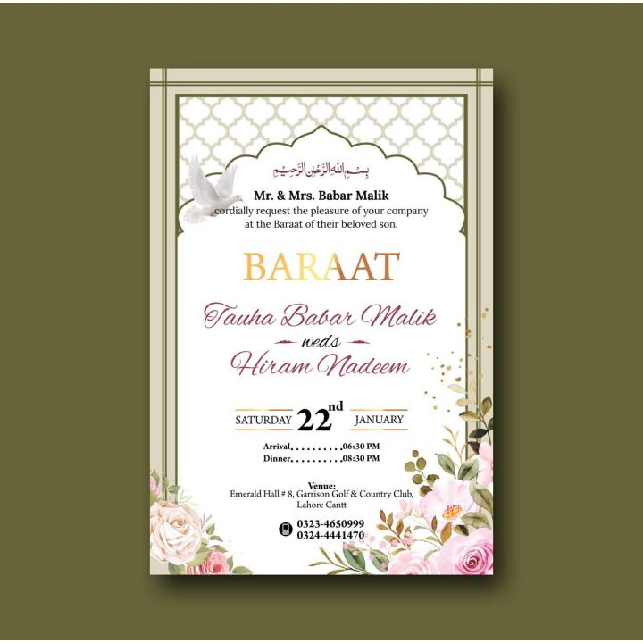 Beautiful Wedding Invitation Floral Design with Envelop | Wedding Card | Invite Wedding Card