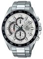 Casio Edifice Mens Steel Black Bezel Silver Chronograph Dial Silver Steel Band Watch-EFV-550D-7AVUDF. 
