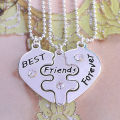 3Pcs Women's Best Friends Forever Heart Shape Jewelry Friendship Necklace Set. 