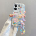 3D Kuromi Cartoon Phone Case For OPPO A38 A36 A35 A33 A32 A31 A52 A53S A54S A55 A56 A57 A58X With Wrist Chain Cute Bear Cover. 