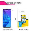 OPPO A5 2020 Tempered Glass Screen Protector Polish Glass + Back Matte Protector Soft Film Protection For Oppo A5 2020. 