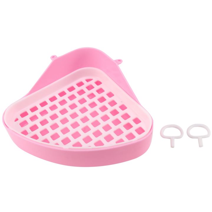 Rabbit Toilet Litter Tray,Small Animal Toilet Corner Potty, Pet Litter Trays Corner for Rabbit, (Pink)