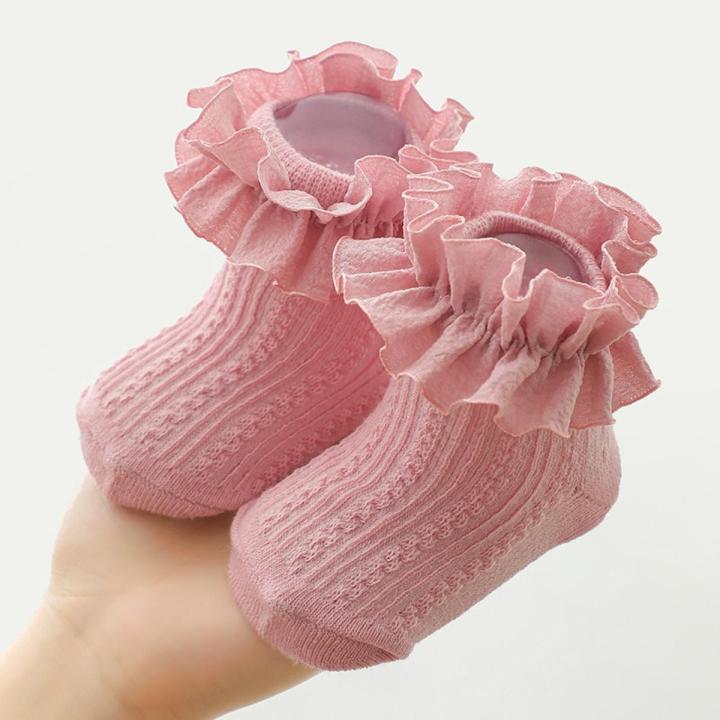 【HOT】 2022 Fashion Newborn Toddlers Girls Ruffled Socks Frilly Cotton Ankle Socks With Lacework Decoration 0-12Y Baby Boy Baby Clothes