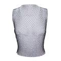 Ladies Mesh Midriff-baring Tops, Women Leisure Style Rhinestone Decoration Round Collar Sleeveless Hollow Perspective Tank Top. 
