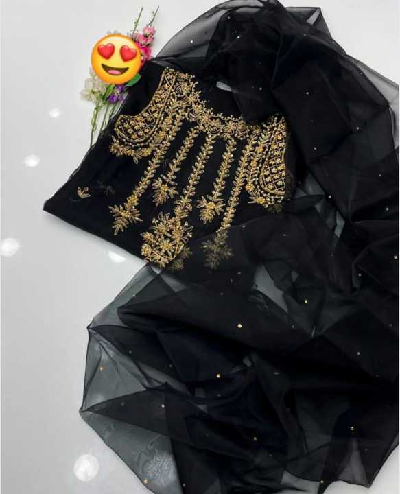 MSJ%20Fabrics%20New%20Arrival%203%20Pcs%20Fancy%20Handmade%20Embroidery%20Organza%20Unstitched%20Dress%20For%20Women/Ladies%20-%20Image%207
