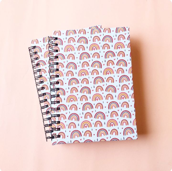 Rainbow Boho off-white A5 Spiral Hardcover Journal | Lined Pages Spiral Journal | 500  Pages Notebook | Spiral Bind | Writing Notebook Hardcover| Best Notebook