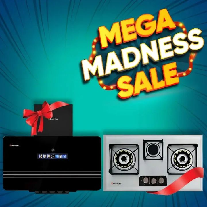 Mega Madness Combo Deal 2 – Glam Gas Range Hood Orbit-12 + Built-in Hob Blue Berry