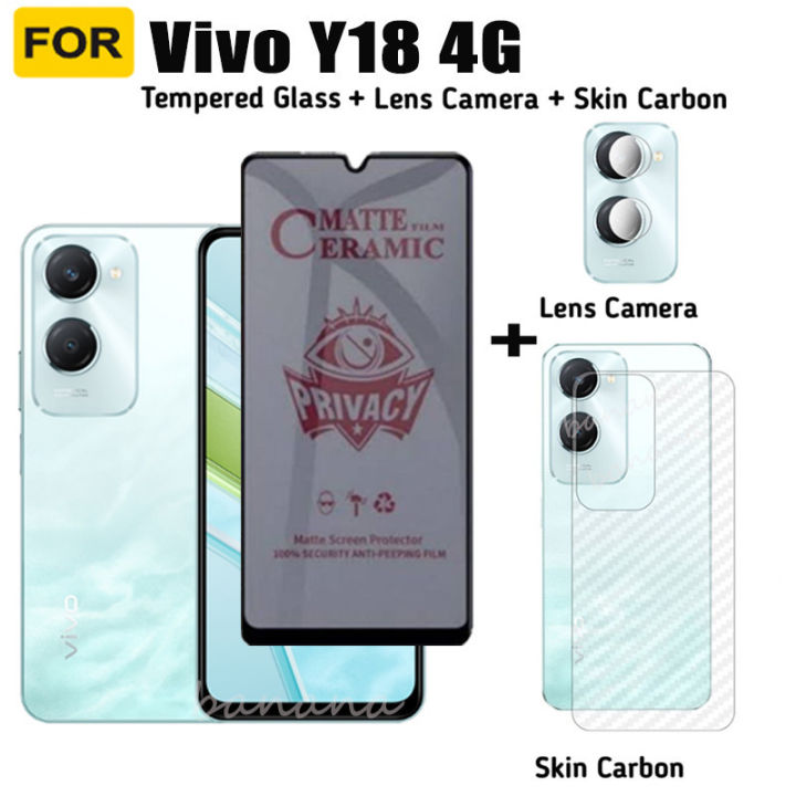 Vivo Y18 4G Privacy Tempered Glass For Vivo Y18E Y03 Y27S Y17S Y16 Y15S Y15A Y01 Y02 Anti-Spy Ceramics film+Camera Lens Glass and Back Film