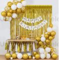Happy Birthday Theme Set: Happy Birthday Banner, 1 Back Curtain, 30 Latex Balloons, - Birthday Accessories for Girls and Boys, Birthday party decoration. 
