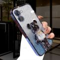 For Vivo Y18 / Vivo Y18e Casing case with Cartoon 3D Bear Stand Luxury Slim Gradient Plating Glitter Girls Stylish Back Cover Clear Soft Silicone Protective Cases Pouch. 
