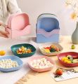Kitchen Accessories Square Plastic Dinner Plate Set (Set of 10 Pcs) Colorful Snacks/Breakfast Plate with Stand Kitchen Tools - 10Pcs - MultiColor. 