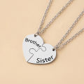 2 Pcs/Set Brother Sister Matching Necklace Stainless Steel Heart Puzzle Pendant Necklaces Family Jewelry Gifts. 