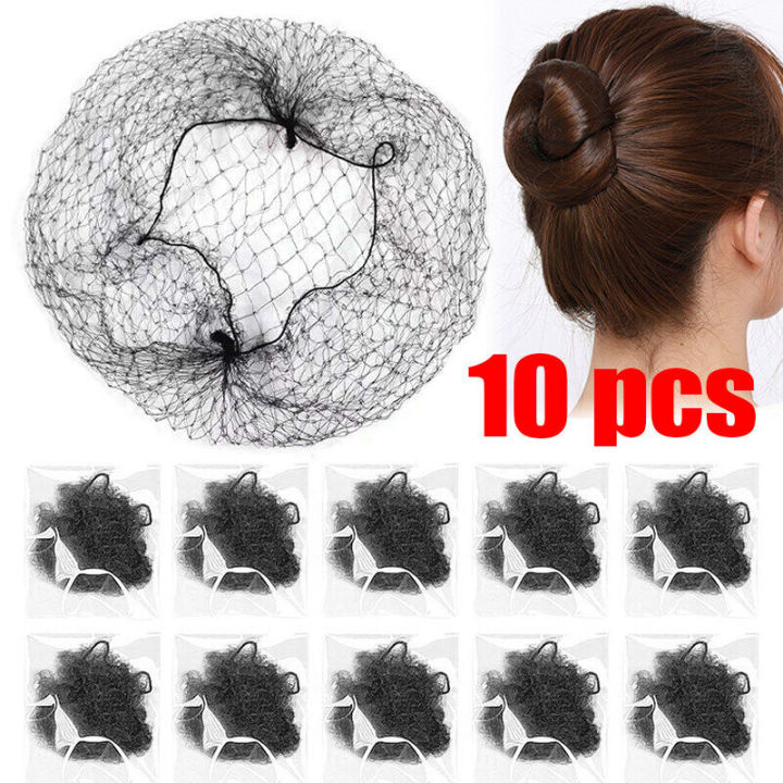 10Pcs Black High Elastic Hairnets Invisible Hair Nets Mesh Bun Hair Styling Tools Hairnets Dancing Hair Accessories for Women