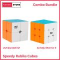 (Combo Pack) Original Qiyi 2x2 and 3x3 Rubik Cubes Sticker Less Qiyi Warrior S Best Quality Fast Magic Speed Cube Educational Puzzle Toys. 