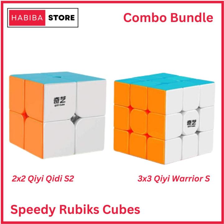 (Combo Pack) Original Qiyi 2x2 and 3x3 Rubik Cubes Sticker Less Qiyi Warrior S Best Quality Fast Magic Speed Cube Educational Puzzle Toys